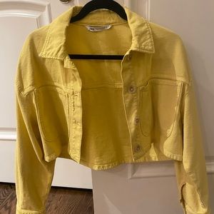 Yellow cropped Zara jean jacket